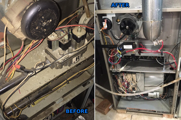 We meticulously clean the engine and filter, removing dirt and debris for improved airflow and heating performance.